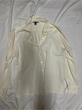 Lands' End Off-White Collared Blouse